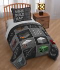 032281201616 Franco Minecraft Twin Quilt Sham Gray Black Mine