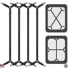 B08745c9vr 3m Adjustable Bed Sheet Suspenders 4 Pcs Fitted Holder Straps Clips Black