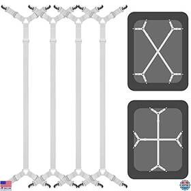 B093kxp7qt 3m Adjustable Bed Sheet Suspenders 4 Pcs Fitted Holder Straps Clips White