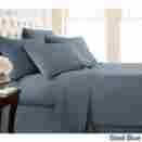 4pillowcases Svocan 1500 Tc Egyptian Cotton Steel Blue 6 Pc Cal.king Flat Fitted Sheet