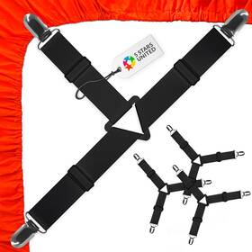 5 Stars United 759687014281 Bed Sheet Straps Set Elastic Fasteners With Metal Clips Holders For C
