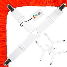 5 Stars United 759687201094 Bed Sheet Straps Set Easy To Use Adjustable Elastic Fasteners With Metal Cl