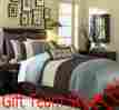 508078 Luxury Comforter Set Queen Size 8 Piece Stripe Duvet Cover Pillow Shams New 034687508078