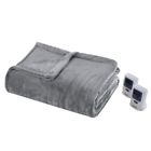 51392138 Beautyrest New Heated Plush Throw Gray 675716640088
