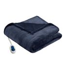 51402129 Beautyrest Microlight Berber Electric Throw Indigo 675716781897