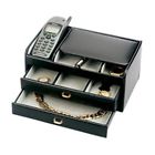 540121-1 2 Valet Dresser Leather Budd Drawers Black