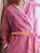 833009 Bath Robe Yves Delorme New Lolarose Pink Anemone Embroidery Terry Cotton Women 3152208330094