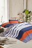 9352916000737 Amsons Bedding Set White Blue Rust Pure Cotton King Size