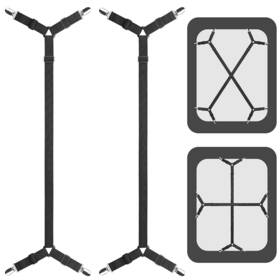 Aced Cor 770619844066 Sheet Straps Bed Clips Adjustable Holders For Fitted Sheets Black