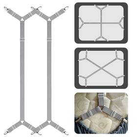 Aced Cor 779605405427 Light Grey Sheet Straps Adjustable Holder Clips For Keeping Sheets In Place