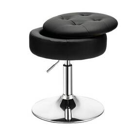 Adjustable 473513074044 360 Swivel Storage Vanity Stool With Removable Tray-black - Color Bl