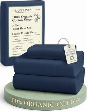 Ogn160ss-tw-nvy Affinity Linens 100% Organic Cotton Sheets Size Mercerized Fully Twin 08 Navy
