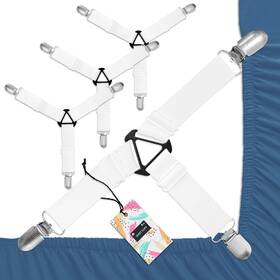 Aidaplay 445015359379 Adjustable Nonslip Bed Sheet Straps 4 Pcs Fitted Fasteners White