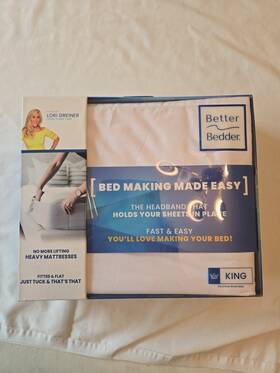 31687 Allstar Innovations Better Bedder Bed The Headband Tuck Fitted Flat Sheets Easy Storage King Package