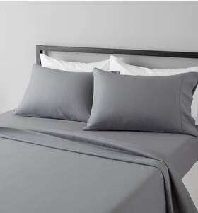 B00q7oatok Amazon Basics Microfiber 4-piece Bed Sheet Set Wrinkle-free Dark Gray