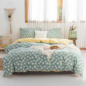 Amytcj07-1t Amwan Daisy Green Floral Duvet Cover Twin Cotton Girl Bedding Sets White Dais
