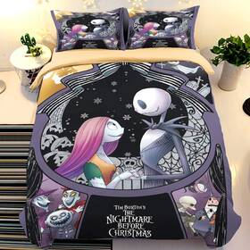 Ankeyoo 760701226436 Nightmare Christmas Duvet Cover 3 Pcs Set With 2 Pillowcases Cartoon