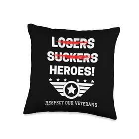 G4d5evwt812us Anti Trump Pro Veteran Heroes Statement 2024 Gifts Respect Our Veterans - Anti-trump Not Suckers Losers Quote Throw Pillow 16x16