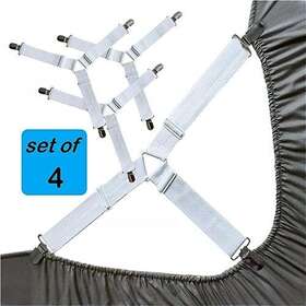 Astini 774111584690 Premium Bed Sheet Straps - Adjustable Elastic Fasteners With Durable Metal Cl