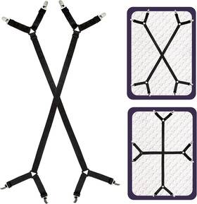 Attmu 313111228271 Bed Sheet Straps 2 Pack Fitted Fasteners Clips Adjustable Criss