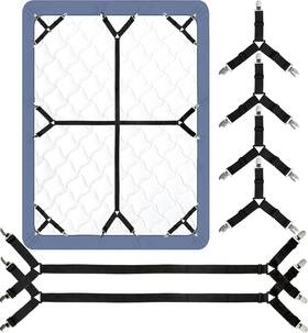 Attmu 445017976970 Bed Sheet Straps 6 Pack Fitted Fasteners Clips Adjustable Crisscross