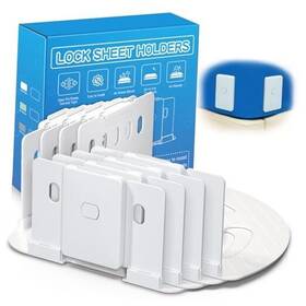 Au13 Aukclax Bed Sheet Holder With Clips Lock Open Corner Fitted Bedsheet 4pack White