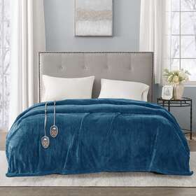 Beautyrest 086569401359 Plush Electric Blanket For Cold Weather Fast Heating Auto Shut