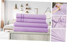 Bedding 880199622500 Elif Size Bed Sheets Set - Brushed Microfiber Super Soft Easy Queen Lavender