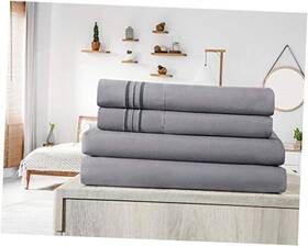 Bedding 880549053169 Elif Queen Size Bed Sheets Set - Brushed Microfiber Super Soft Easy Care 4
