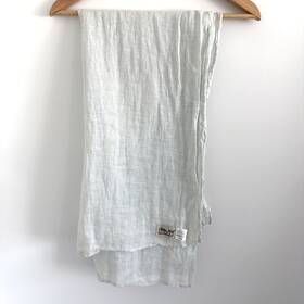 Bella Notte Lwh909 Linen Bed Scarf Runner Whisper White Soft Pale Sage Green 24x84