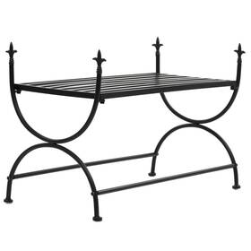 Bench Black Metal Medium Decorative Inlays Rectangular 718475606277