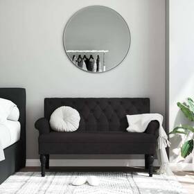 Bench Black Polyester Plywood Solid Rubber Wood Medium 721012198272