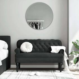 Bench Black Velvet Plywood Solid Rubber Wood Decorative Inlays 721012198661