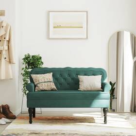 Bench Dark Green Velvet Plywood Solid Rubber Wood Foam Compact 721012198630