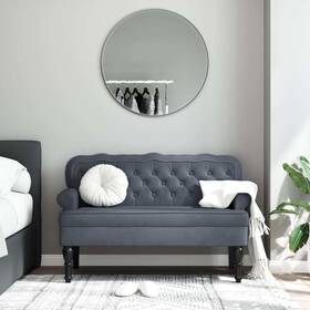 Bench Dark Grey Velvet Plywood Rubber Wood Medium 721012198623