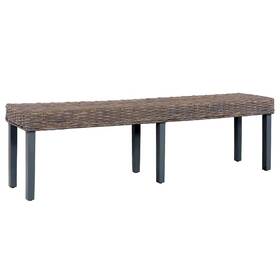 Bench Grey Natural Kubu Rattan Solid Mango Wood 719883760827 63 In Long