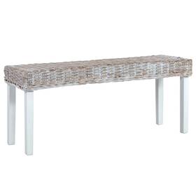 Bench White Kubu Rattan Solid Mango Wood 719883760773 43.3 In Durable