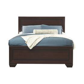 Bm216131 Benjara Panel Design Eastern King Bed With Contrasting Recessed Grooves Dark Br
