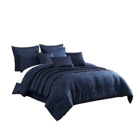 Bm225146 Benjara 10 Piece Queen Polyester Comforter Set With Geometric Print Gray Blue