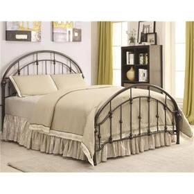 Bm182781 Benzara Metallic Twin Size Bed With Double Arched Headboard And Footbo