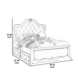 Bm196881 Benzara Benjara Faux Leather Upholstered Wooden Full Size Bed With Button Tufted Headboa