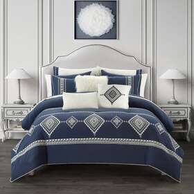 Bhd008943322502 Better Homes & Gardens &gardens Navy 12 Piece Bed In A Bag Comforter Set With Sheets King
