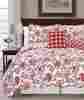 Bnfprquilt03-red Bnf Home Printed Paisley Flower 4 Piece Reversible Quilted Coverlet Set Queen R 683405503576