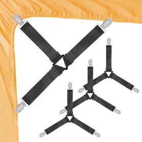 4bed Brand Teessue Lzy Short Black Tessue 4pcs Bed Sheet Straps Upgrade Fitted