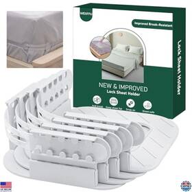 Xu45 Brand Wexffu Heavy Duty Bed Sheet Holders 4 Pack Universal Fit Anti-break Straps White