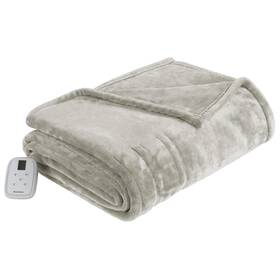 Brookstone 846756066262 Queen Velvet Electric Heated Throw Blanket Soft Silver Gray