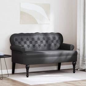 Chesterfield Bench Black 721359498530 47.05 X 25.39 29.53 In Faux Leather