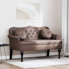 120.5 Chesterfield Bench Brown 721359498356 X 65 75 Cm Faux Leather