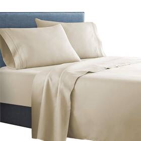 Clara Clark 639737534399 Supreme 1500 Collection 4pc Bed Sheet Set - King Size Beige Cream