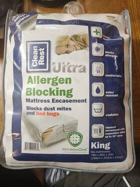 Clean Rest 845168000260 Nwt Ultra Allergen Mattress Zip Encasement Cover King